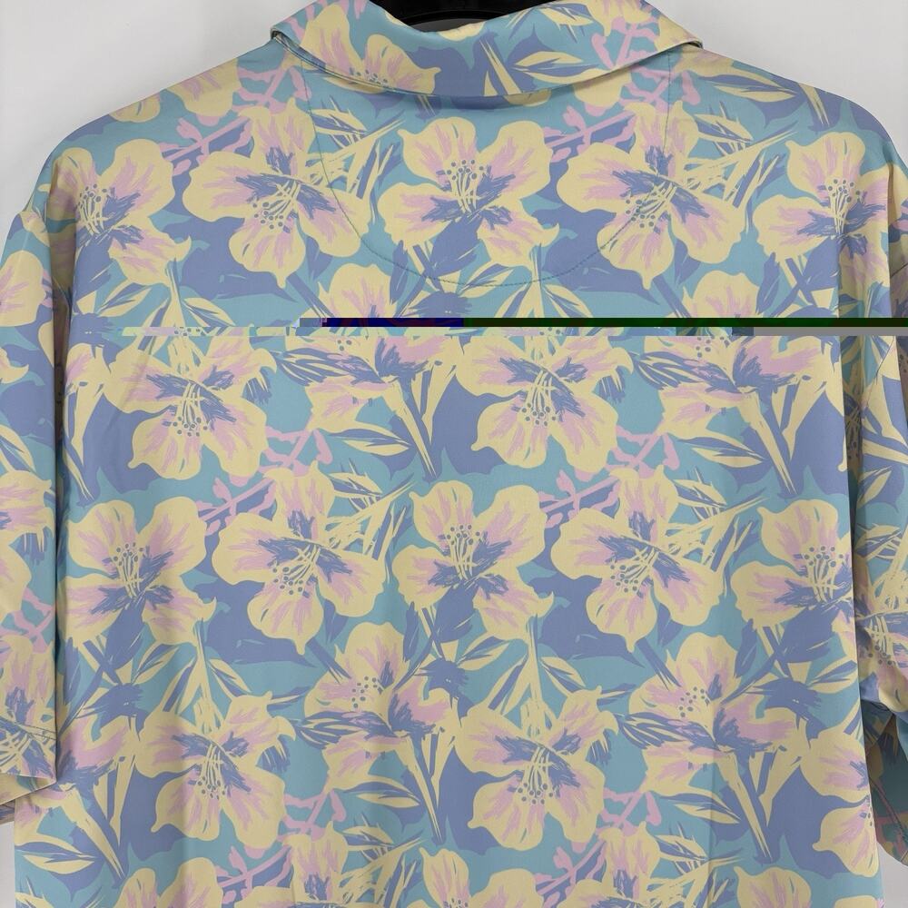 NEW BYRD GANG Shirt Pastel Floral Short Sleeve Golf Shirt UPF Stretch Size XXL - Picture 8 of 11